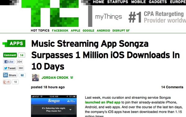 Music Streaming App Songza Surpasses 1 Million iOS Downloads In 10 Days | TechCrunch